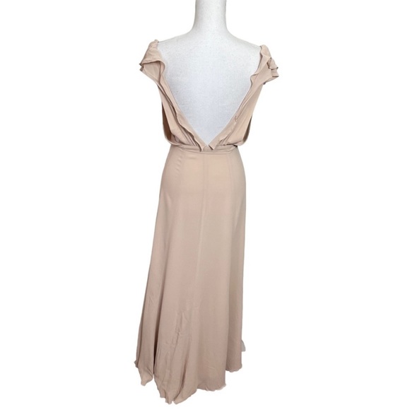 Reformation Peppermint Champagne Ruffle Trim Sleeveless Wrap Maxi Dress Gown S - Picture 5 of 8